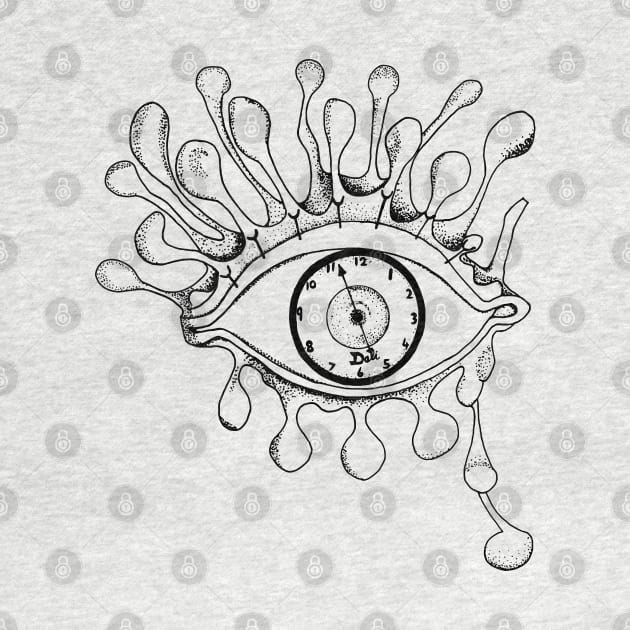 Surreal Dali Drippy Eye Stipling Pen Drawing by Ciara Shortall Art